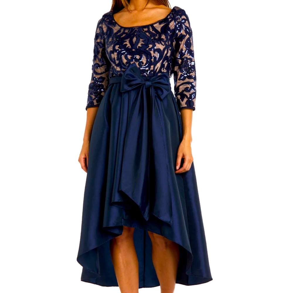 Navy high-low dress